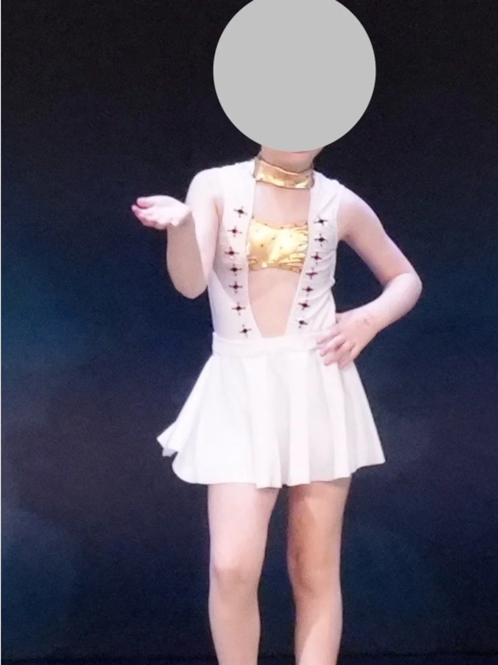 Kids White and Gold dance costume, perfect for Elvis dance
